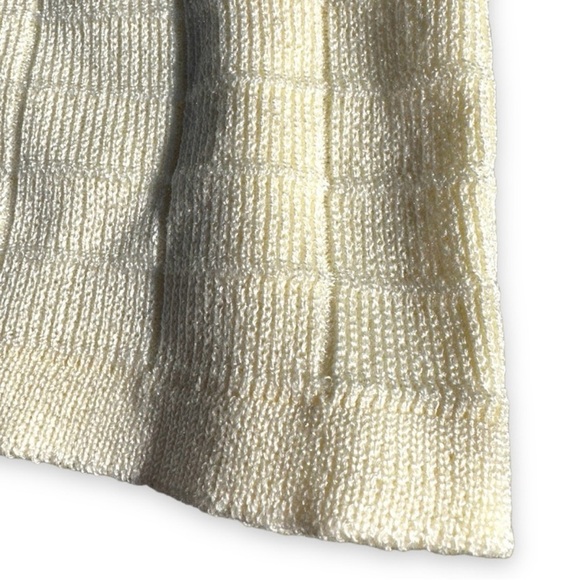 Vintage Mita Pastel Yellow Top Short Sleeve Windowpane Sweater Women’s Size XL - Picture 7 of 11